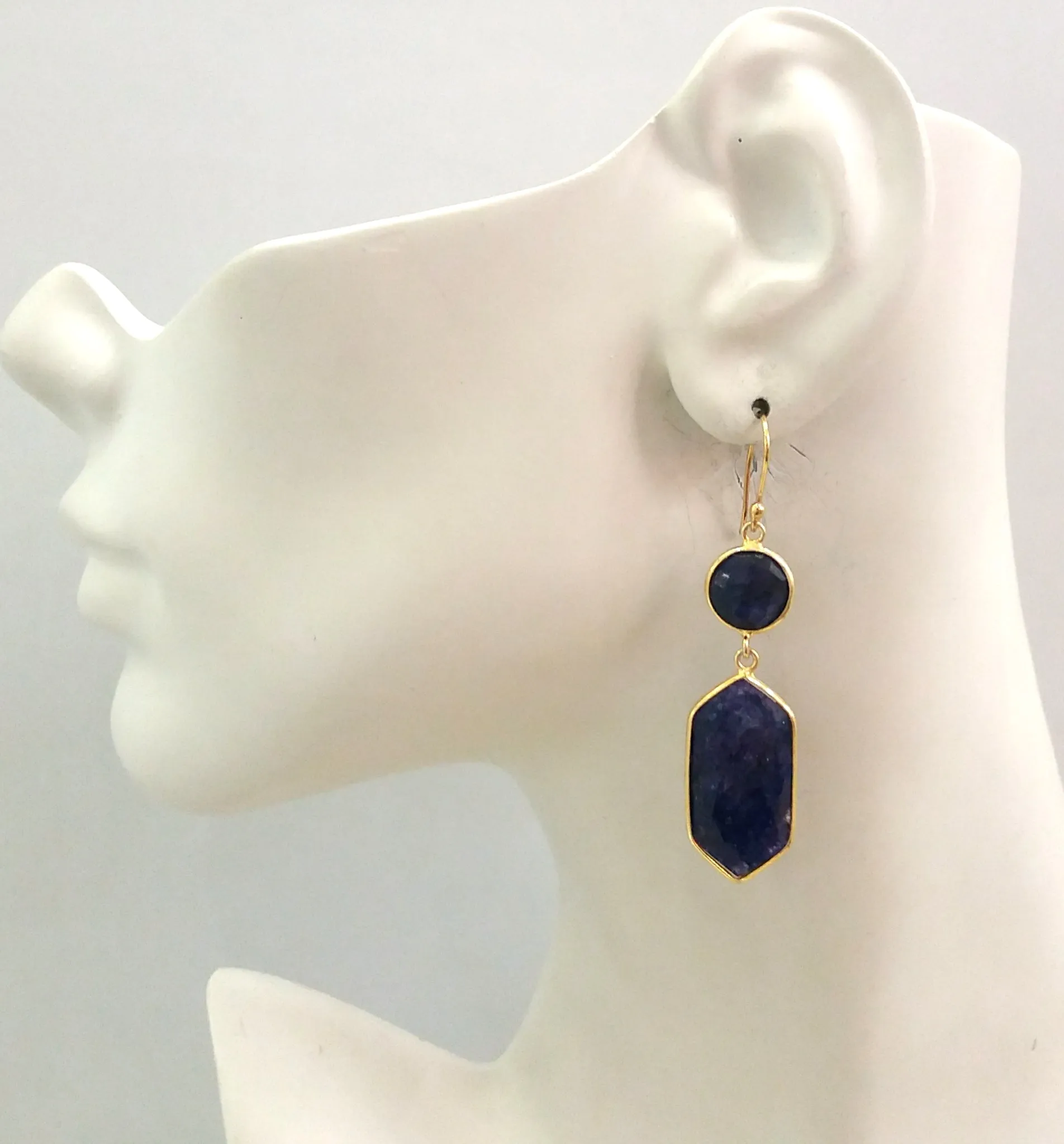 Blue Sapphire Double Drop Earrings