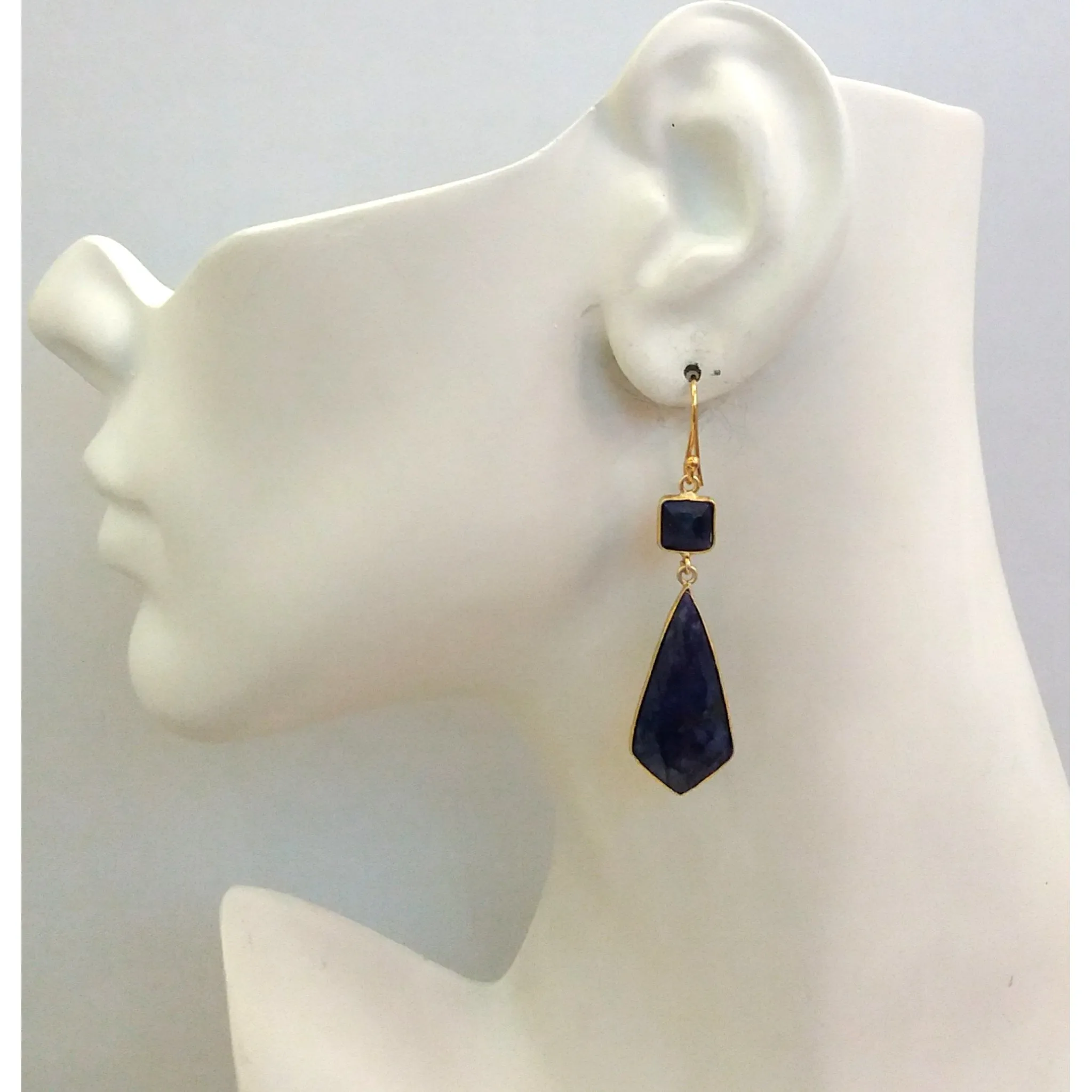 Blue Sapphire Double Drop Earrings