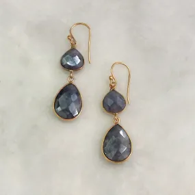 Blue Sapphire Double Drop Earrings