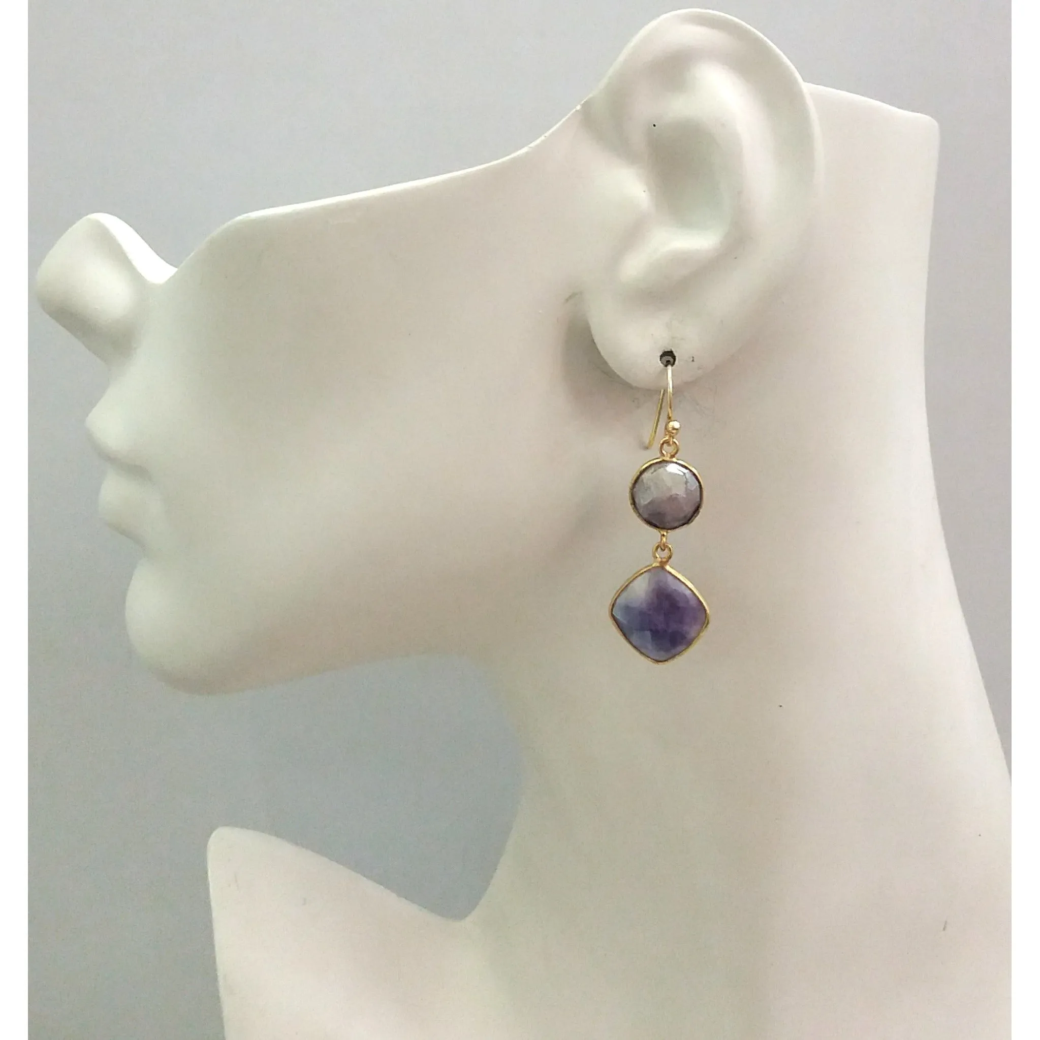 Blue Sapphire Double Drop Earrings