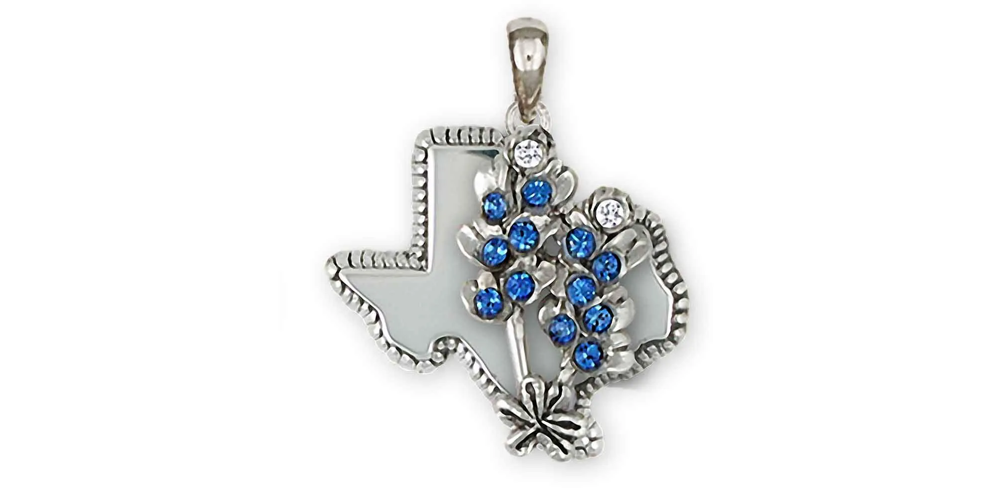 Bluebonnet Jewelry Sterling Silver Handmade Bluebonnet Flower Pendant  BBD2XTX-P