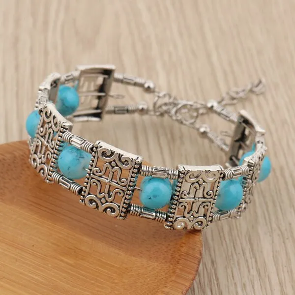 Bohemian Beaded Square Styled Bangle Bracelet - 2 Colors