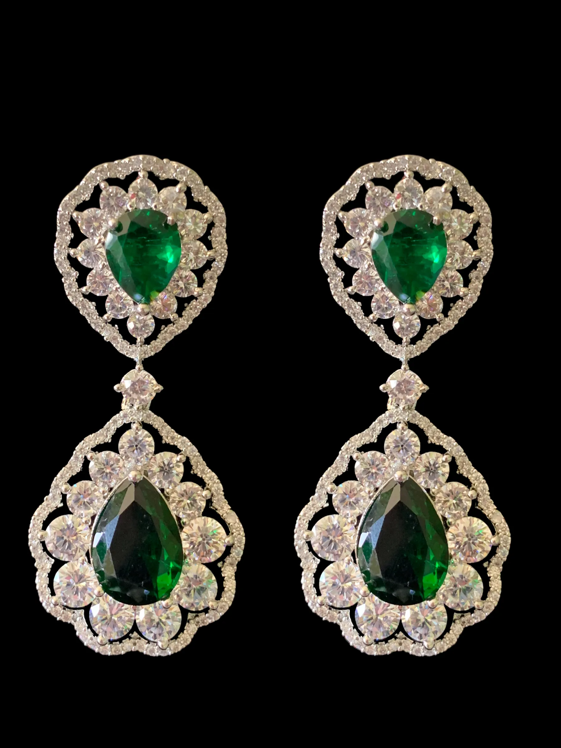 BR95 Cz necklace set - green  ( READY TO SHIP )