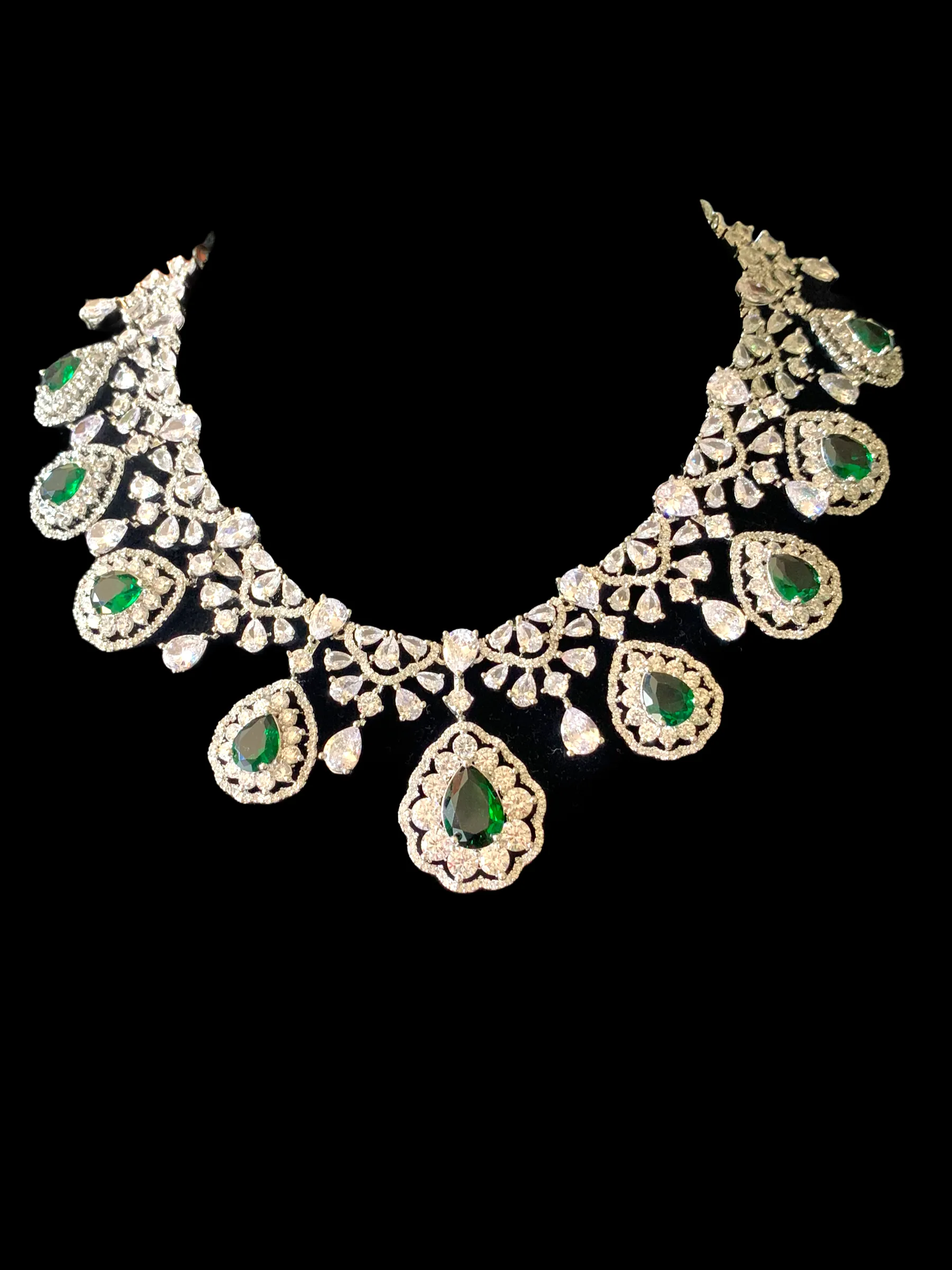 BR95 Cz necklace set - green  ( READY TO SHIP )