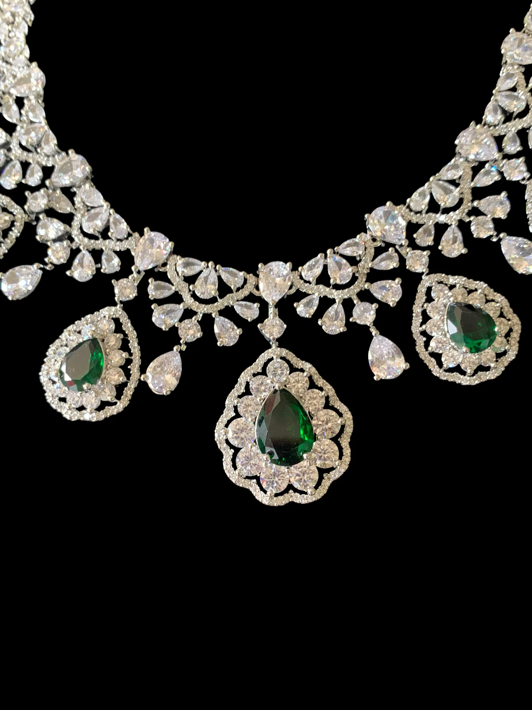 BR95 Cz necklace set - green  ( READY TO SHIP )