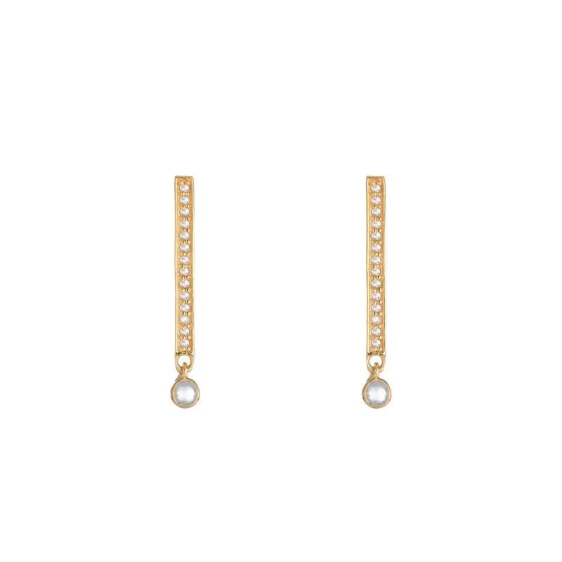 Brooklyn Diamond Bars with Moonstone Dangle Earrings