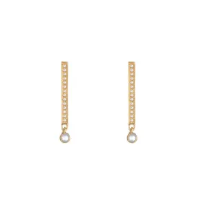 Brooklyn Diamond Bars with Moonstone Dangle Earrings