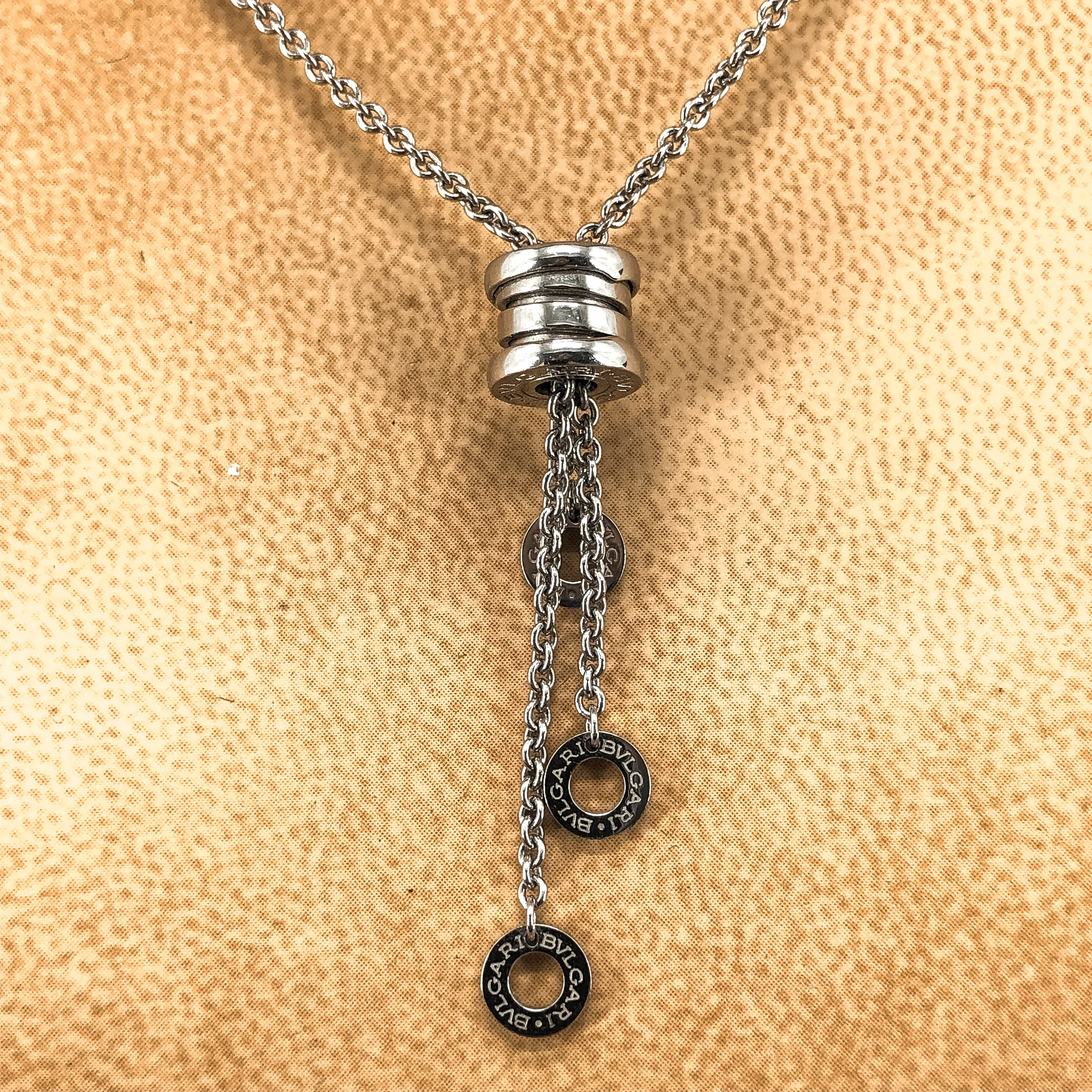 Bulgari 18k White Gold Bzero1 Charm Necklace