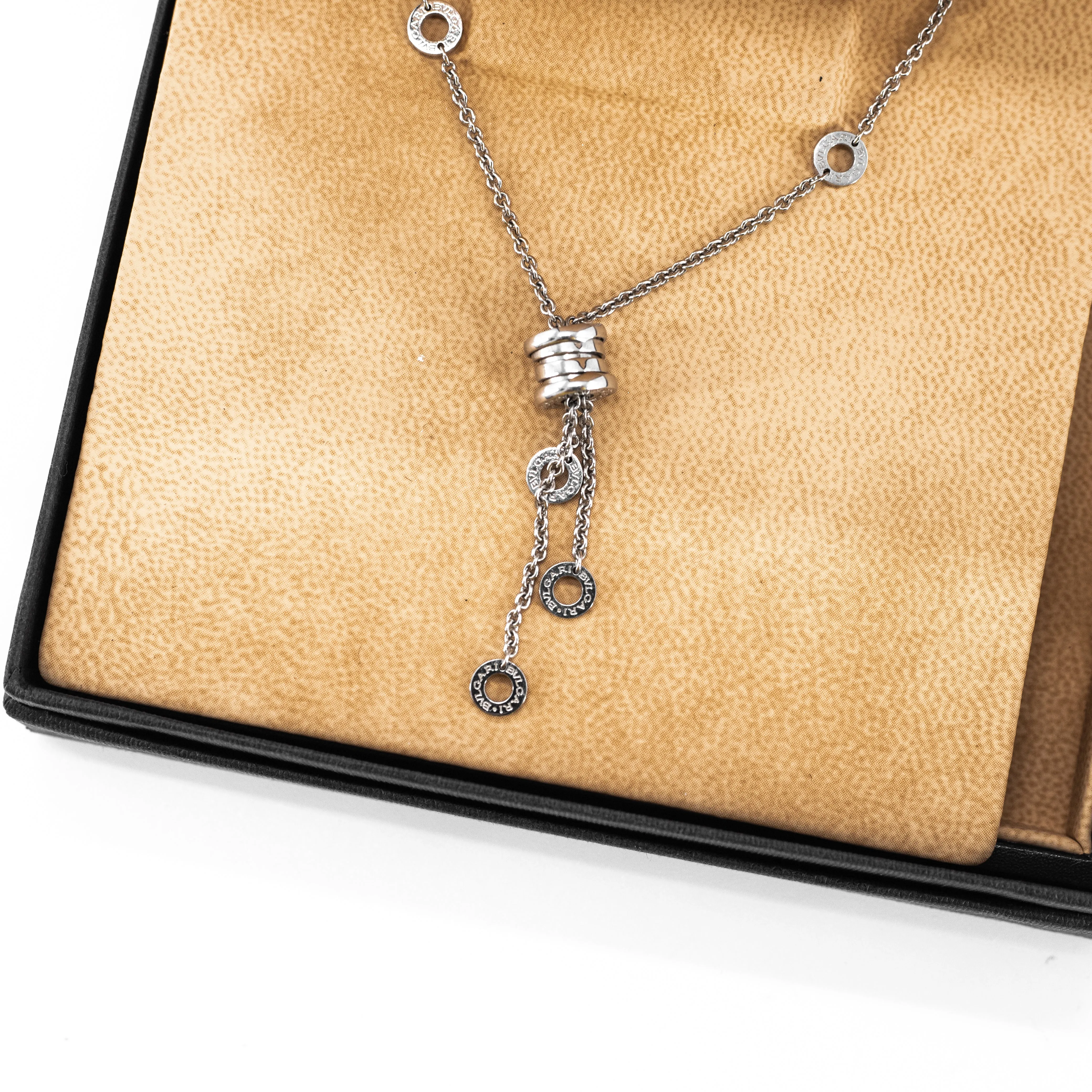 Bulgari 18k White Gold Bzero1 Charm Necklace