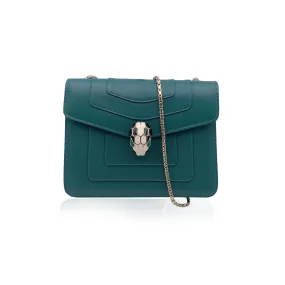 Bulgari Bvlgari Green Leather Small Serpenti Forever Shoulder Bag