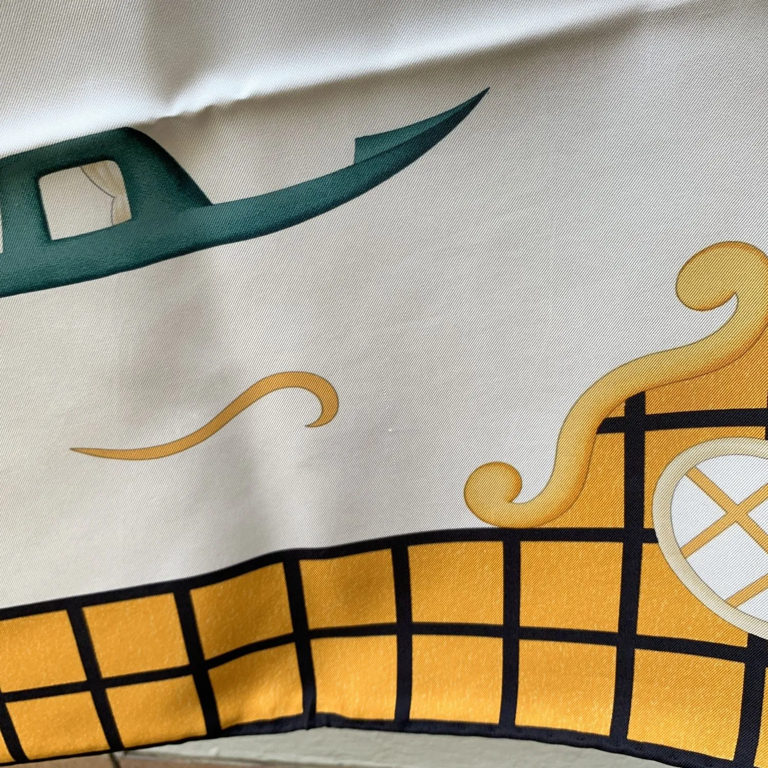 Bulgari Bvlgari Vintage Silk Scarf Gondola Boats Yellow border