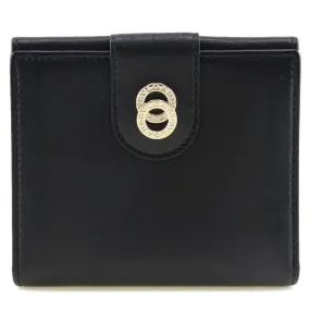 BVLGARI Bifold Wallet Calfskin black Bulgari Bulgari W Hook Wallet  Women Used Authentic