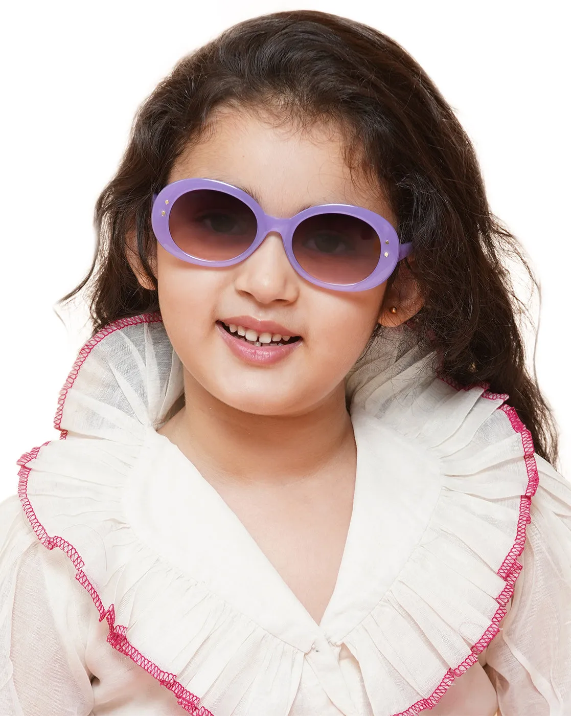 Carlton London Black Lens & Purple Oval Sunglasses For Girl