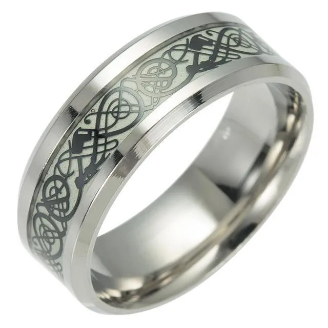 Celtic Dragon Glow In The Dark Ring