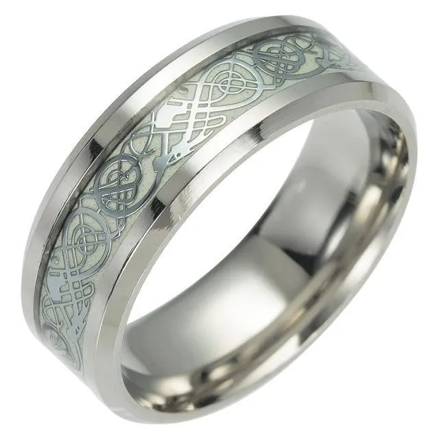 Celtic Dragon Glow In The Dark Ring