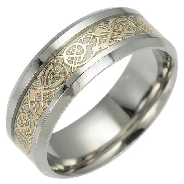 Celtic Dragon Glow In The Dark Ring