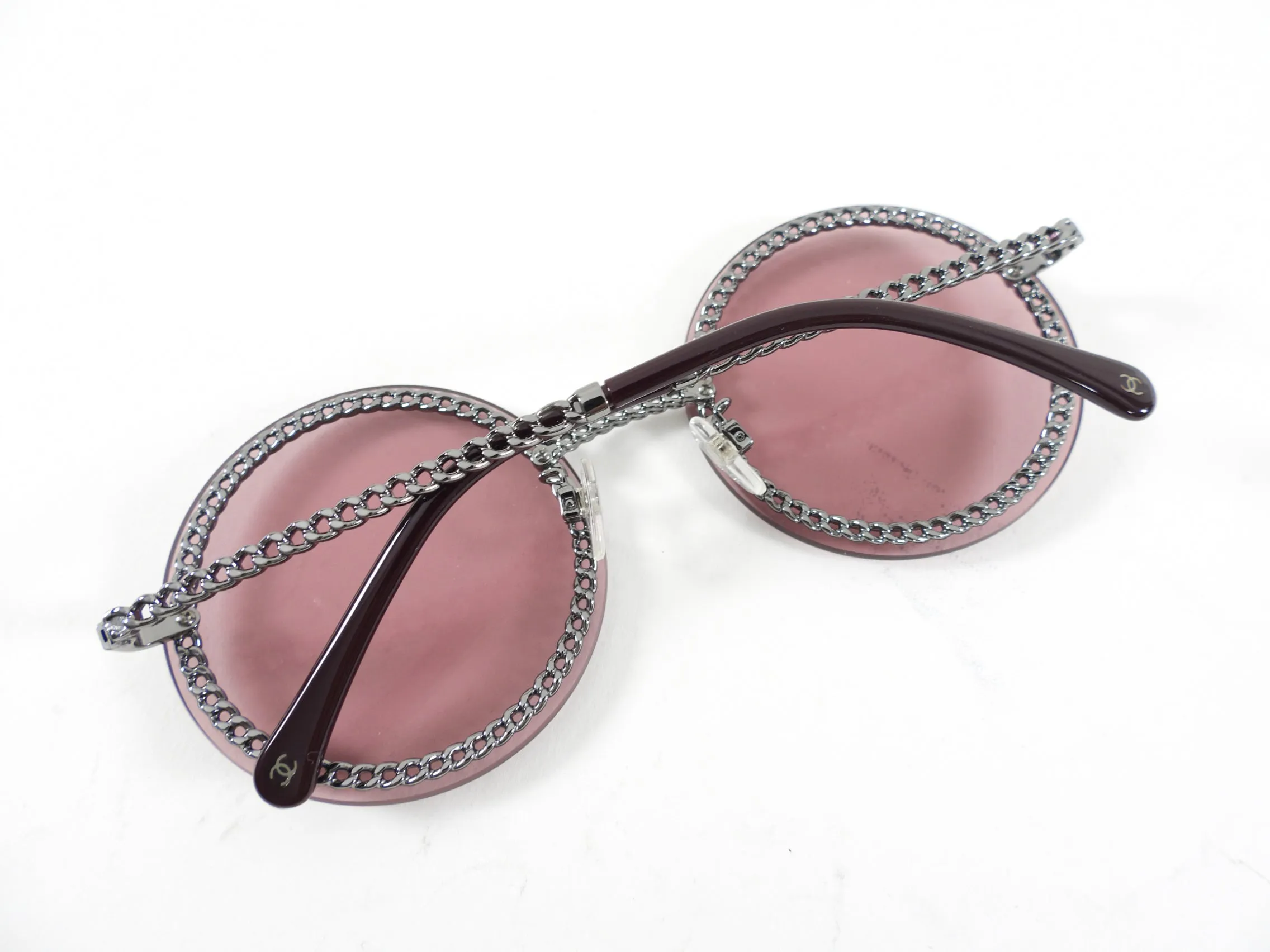 Chanel Pink Round Sunglasses with Chain 4245