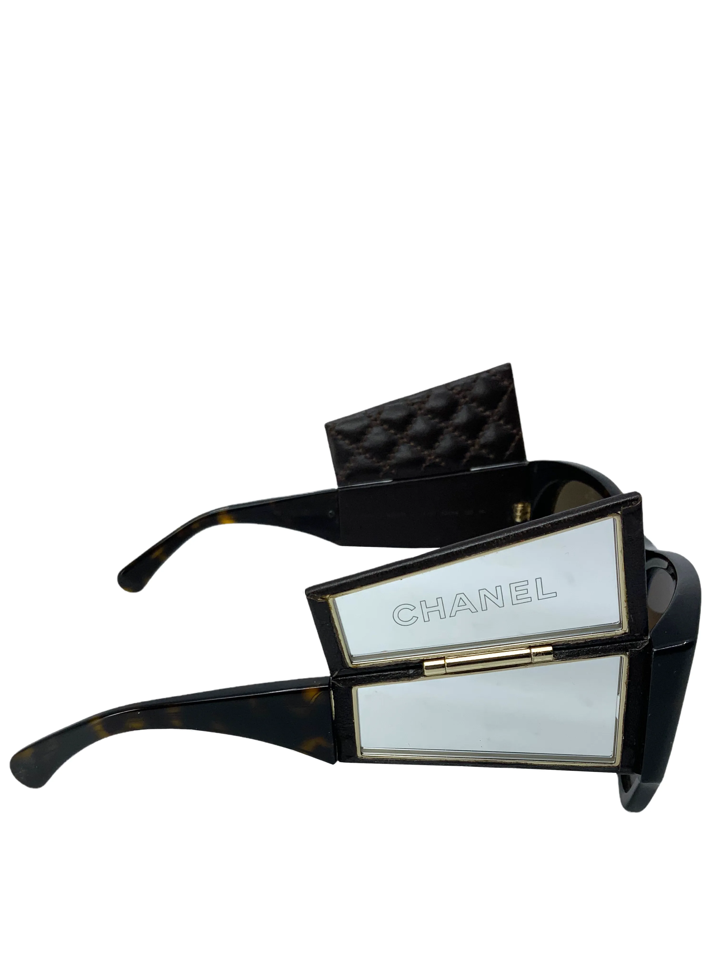 CHANEL Quilted Leather Side Mirror Sunglasses 5202-Q