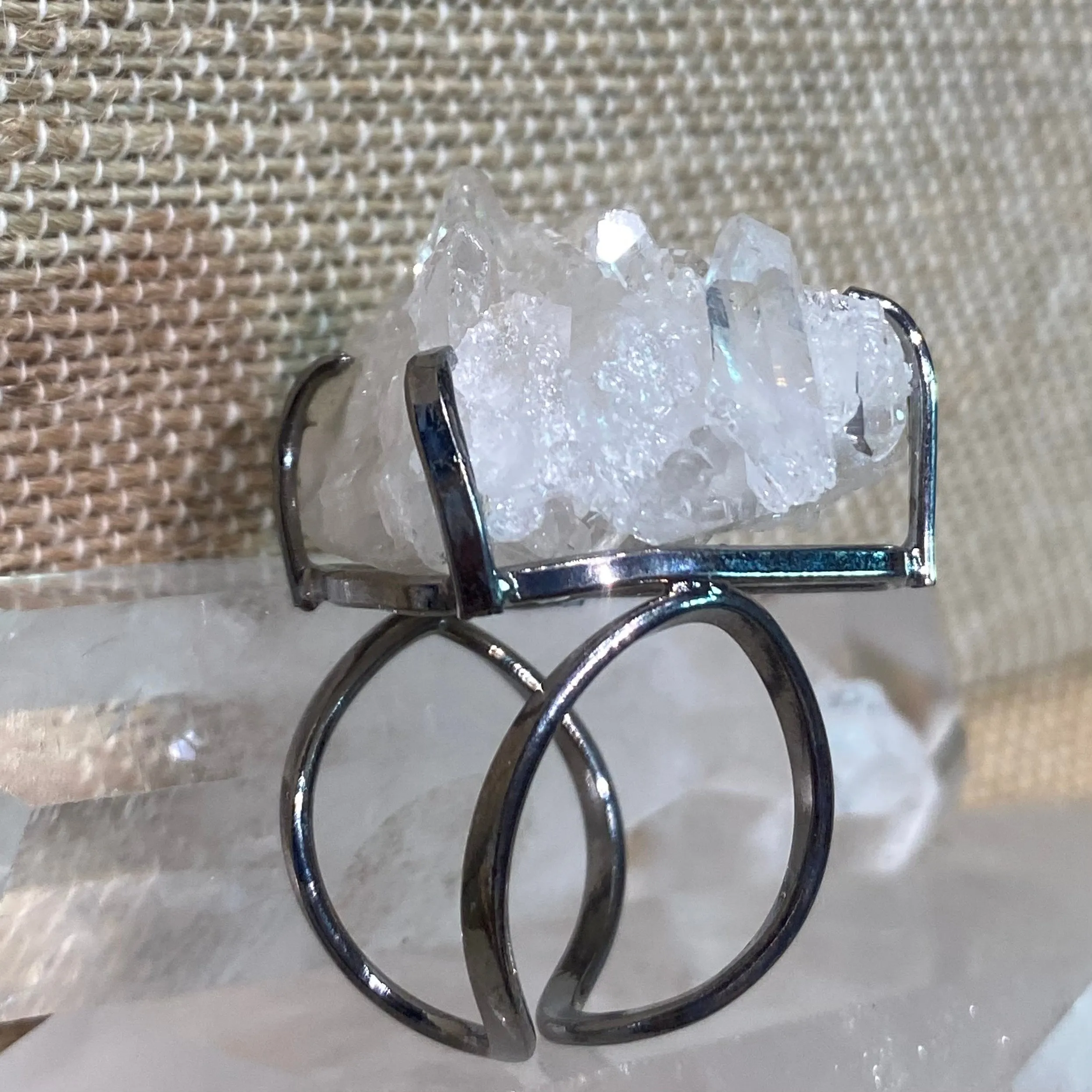 Clear Quartz Cluster Ring #23