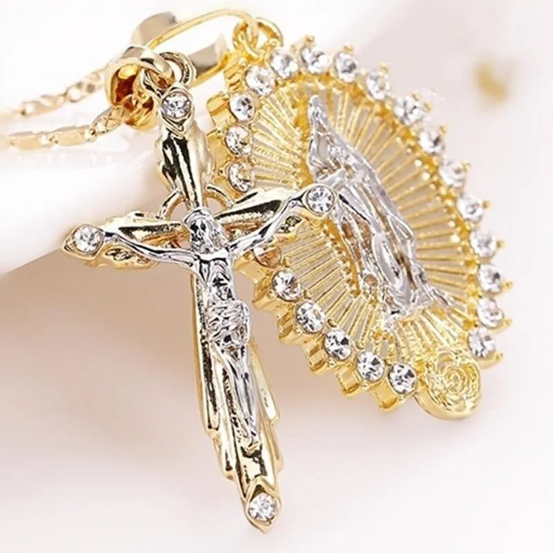 Crucifix   Virgin Mary Necklace