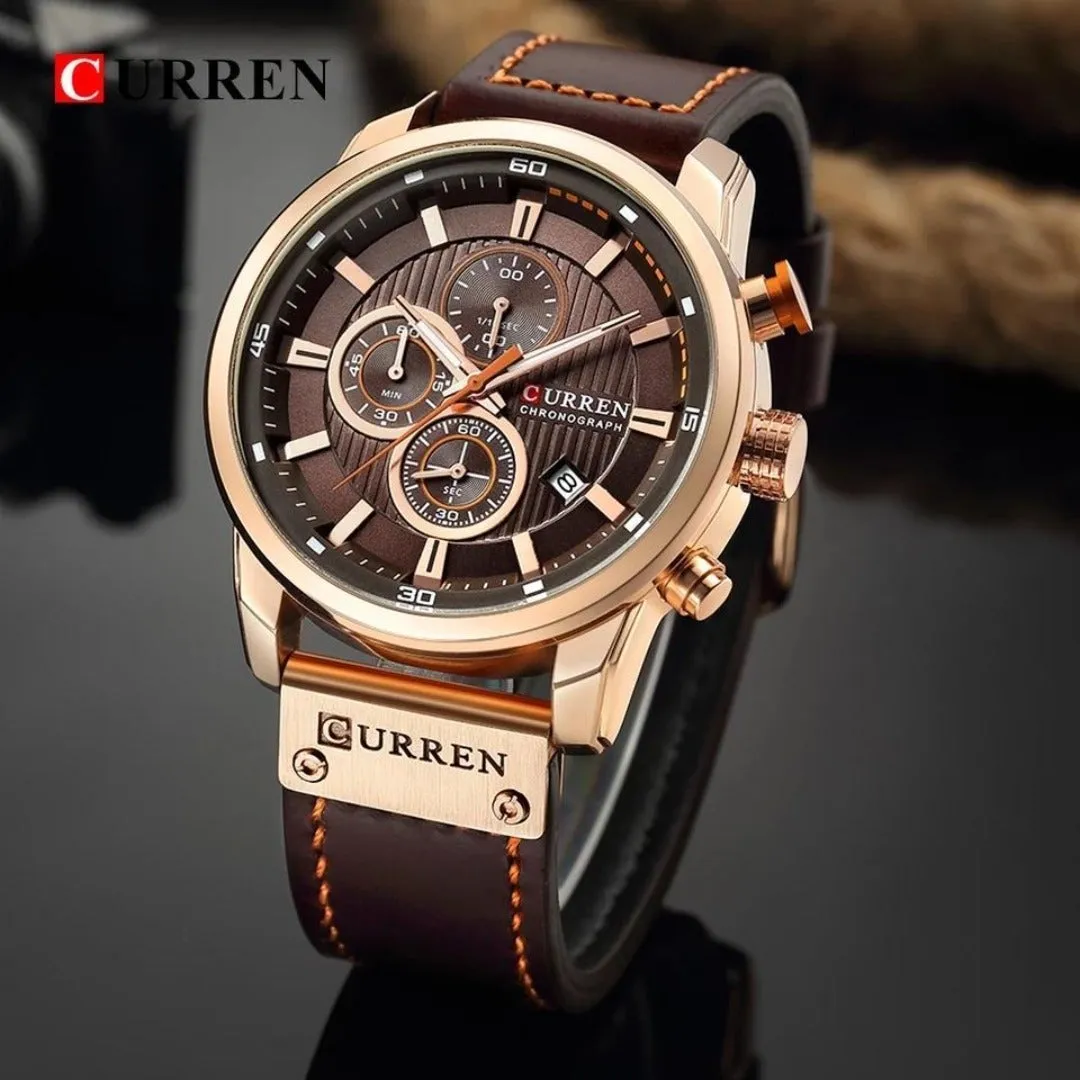 Premium Curren 8291 Mens Leather Strap Wrist Watch - Elegant and Stylish