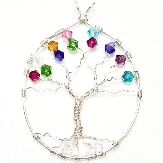 Custom Birthstone Tree of Life Pendant - A Gift for Grandmother or Mother