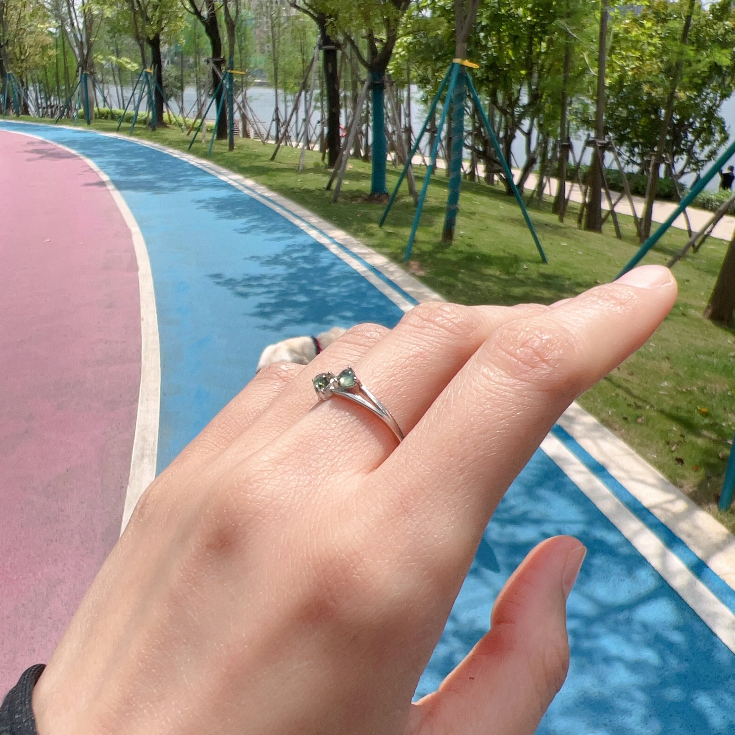 Custom-made Moldavite Ring with 925 Sterling Silver Prongs | Rare High-frequency Heart Chakra Healing