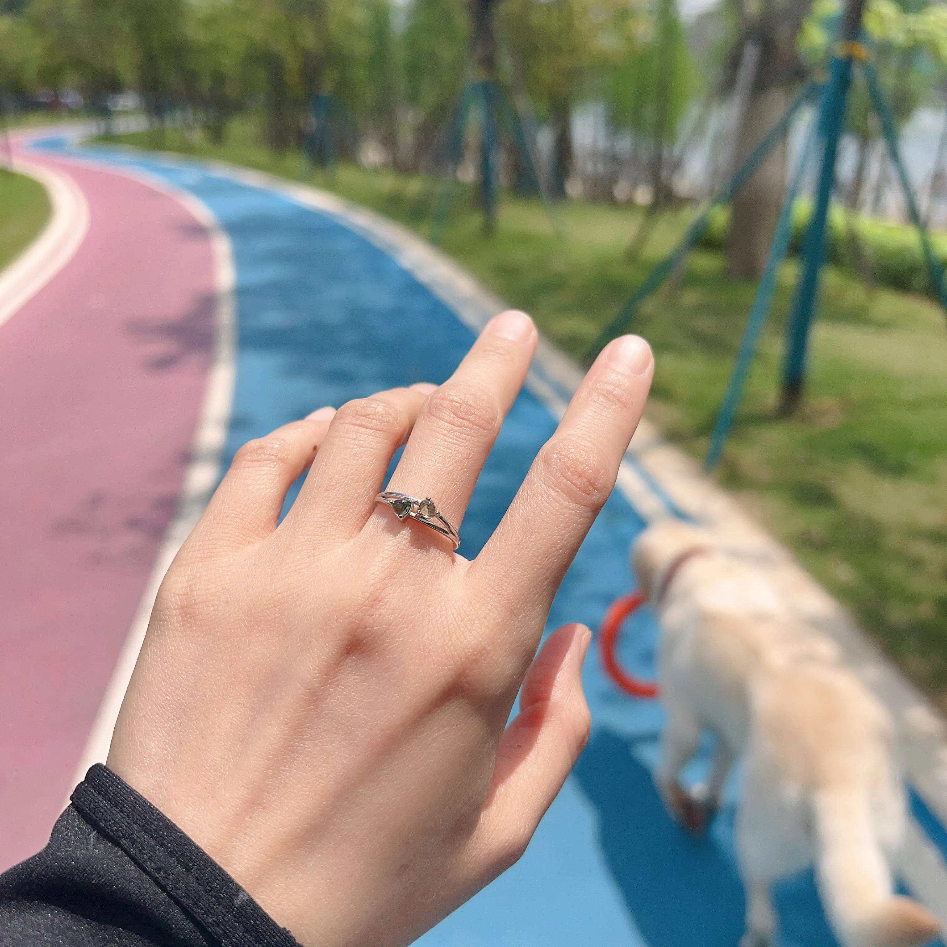 Custom-made Moldavite Ring with 925 Sterling Silver Prongs | Rare High-frequency Heart Chakra Healing