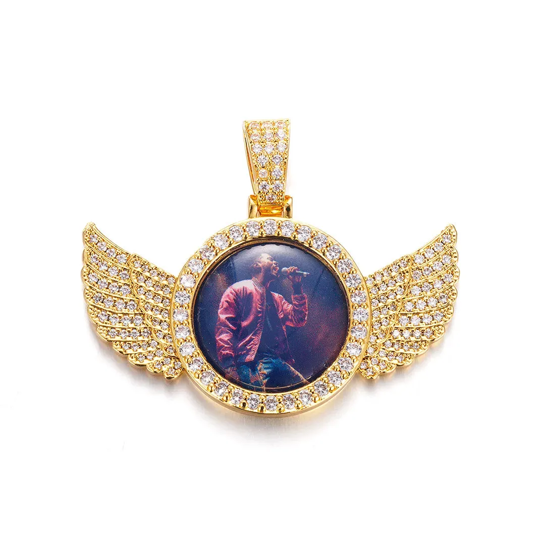 Custom Mini Photo Pendant With Wings