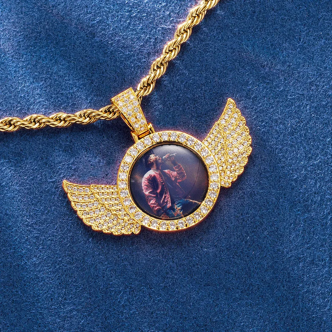 Custom Mini Photo Pendant With Wings