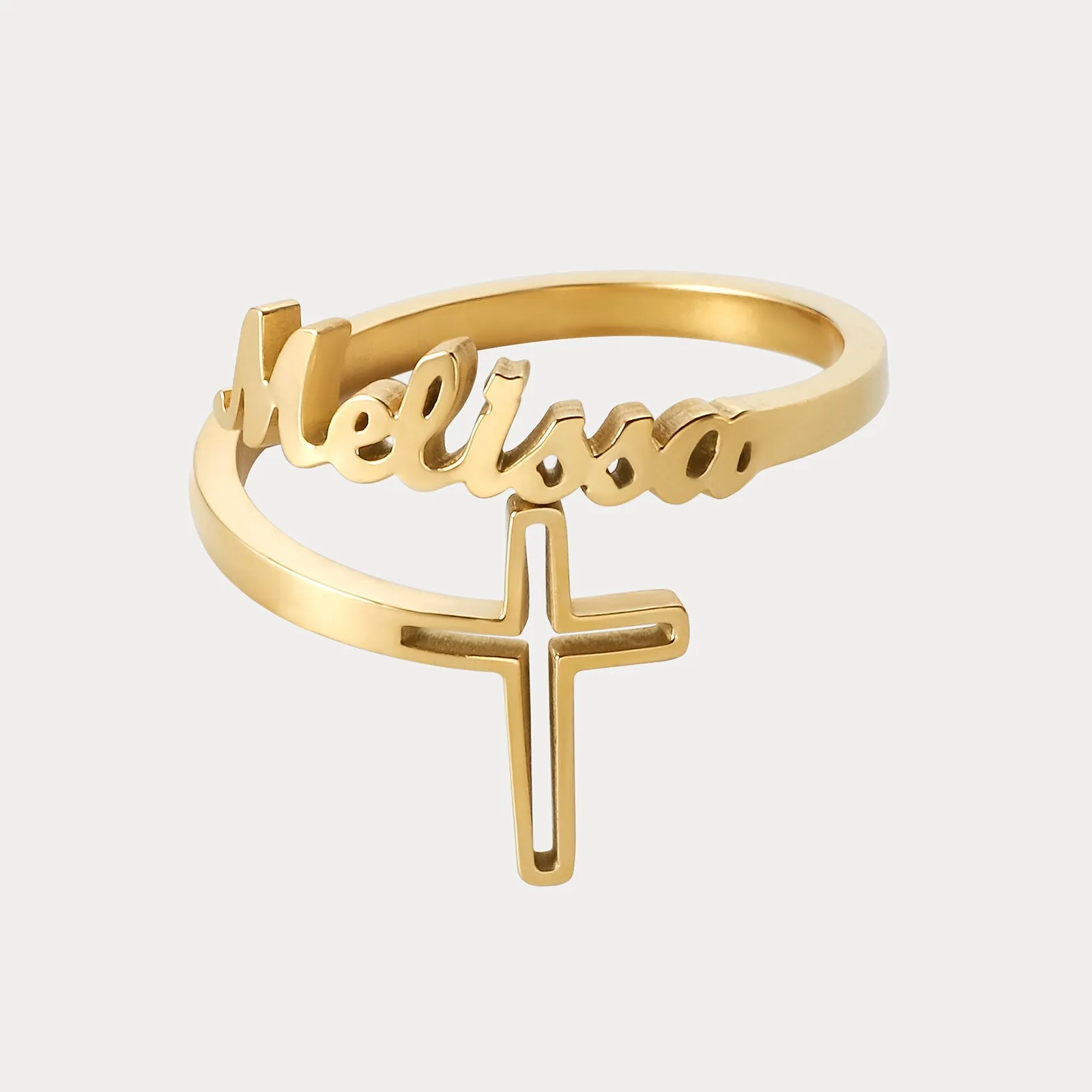 Custom Name Cross Ring