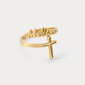 Custom Name Cross Ring