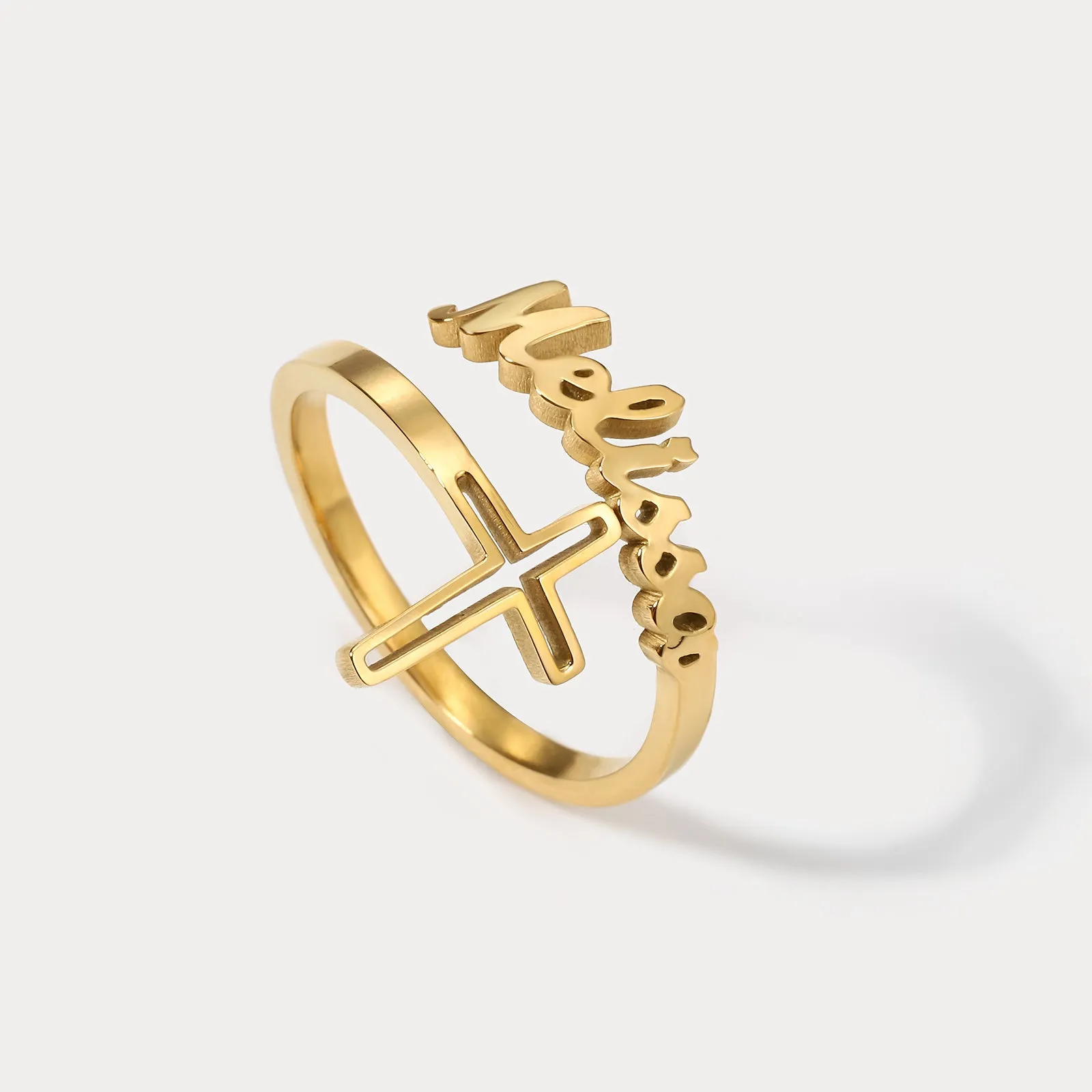 Custom Name Cross Ring