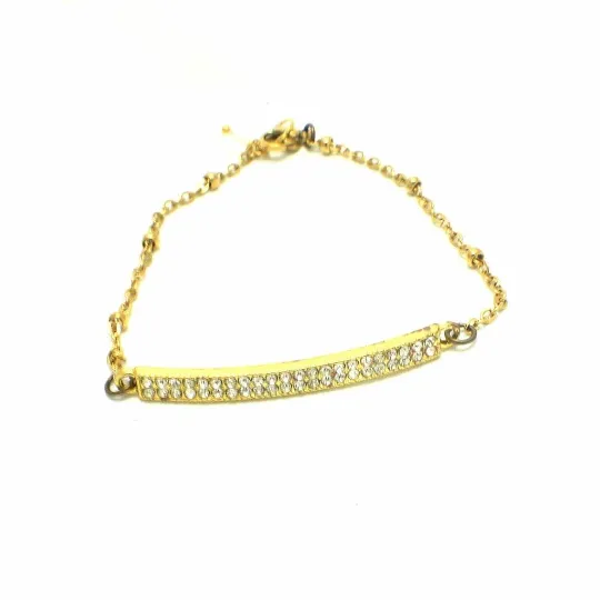 Dainty Gold Crystal Bar Bridesmaid Wedding Bracelet