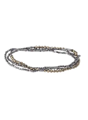 Delicate Pyrite Stone Wrap Bracelet/ Necklace