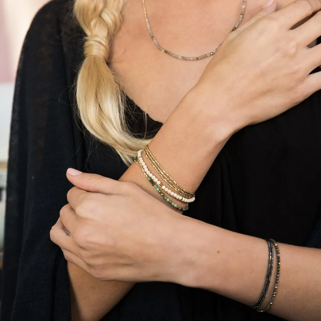 Delicate Pyrite Stone Wrap Bracelet/ Necklace