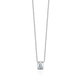 Diamond Emerald Cut Bezel Necklace