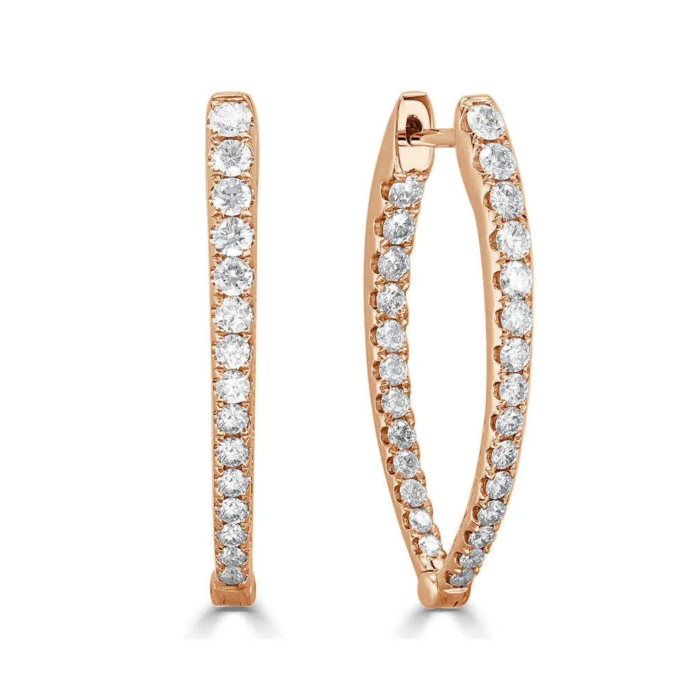 Diamond Point Hoop Earrings 1 1/4"