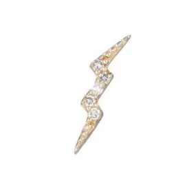 Diamond Yellow Gold Lightning Bolt SINGLE Stud Earring, 14k