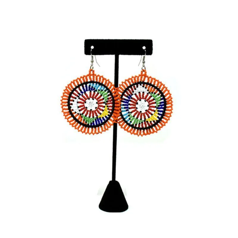 Duara Beaded Earrings Orange & Multi Colors