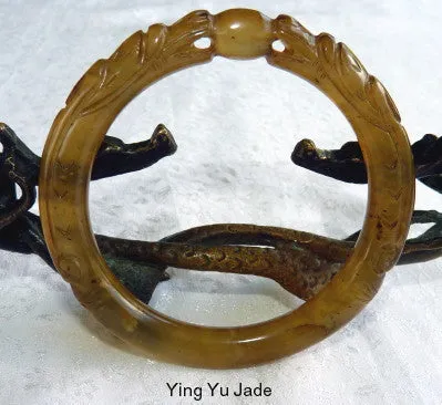 Dynasty Style 2 Dragons Play Pearl Chinese Jade Bangle Bracelet 64.5 mm (DC151)