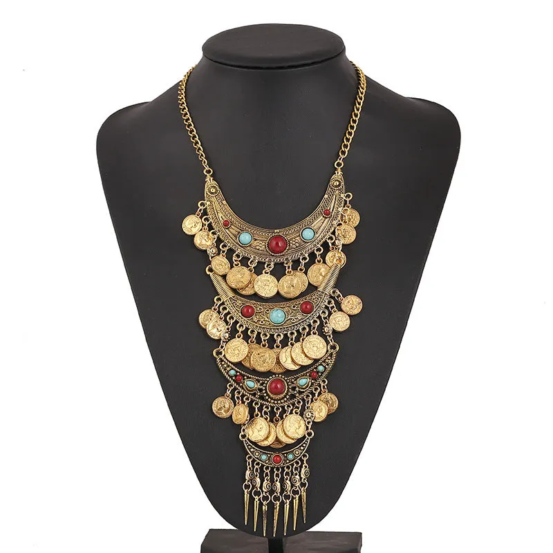 Elevate Your Look with This Multilayer Retro Necklace Coin Tassel Accessories