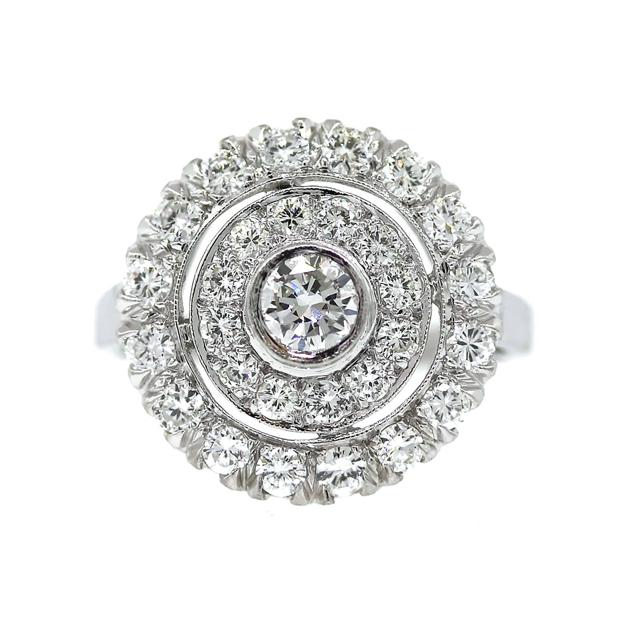 Estate Platinum 1.10 ct Diamond Cluster Ring