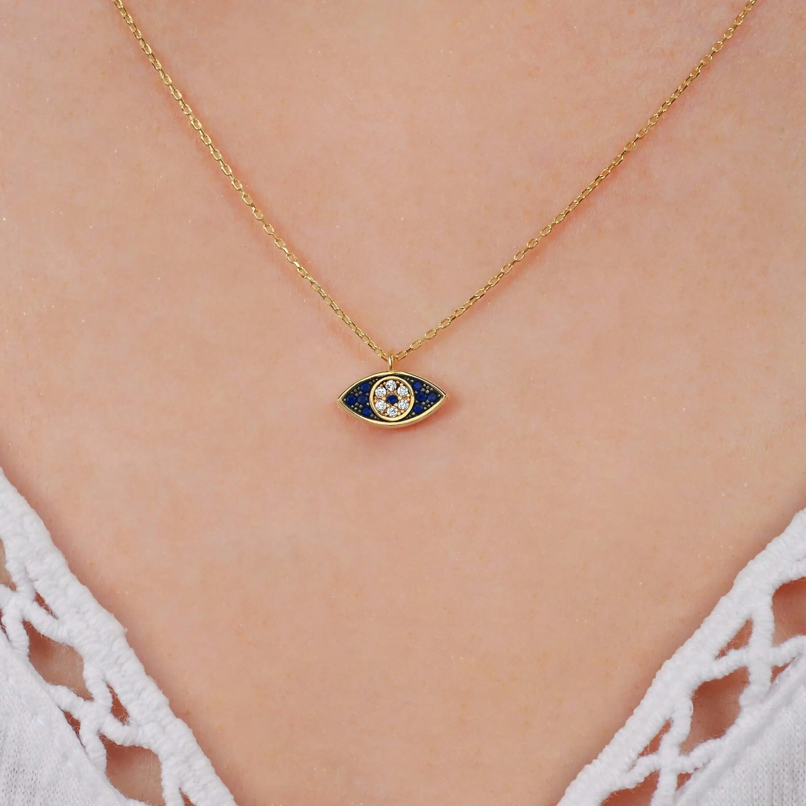 Eye Necklace| 14K Solid Gold