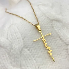 Faith Cross Necklace - Golden Stainless Steel Pendant Necklace