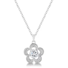 Flower Cubic Zirconia Pendant Necklace