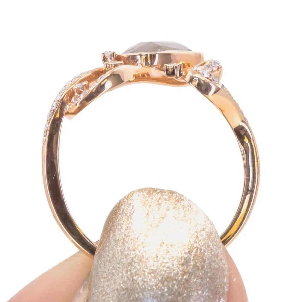 Funky Rustic Diamond Ring in 18k Rose Gold