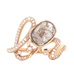 Funky Rustic Diamond Ring in 18k Rose Gold