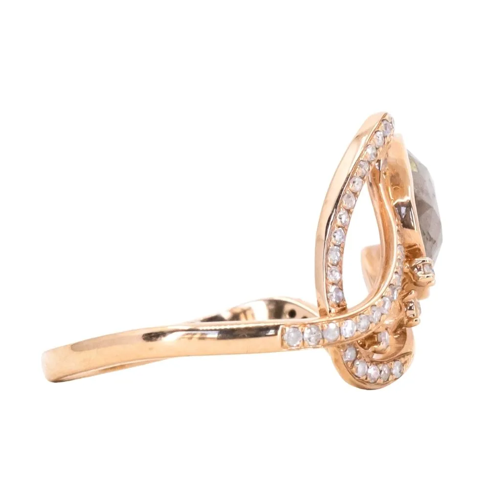 Funky Rustic Diamond Ring in 18k Rose Gold