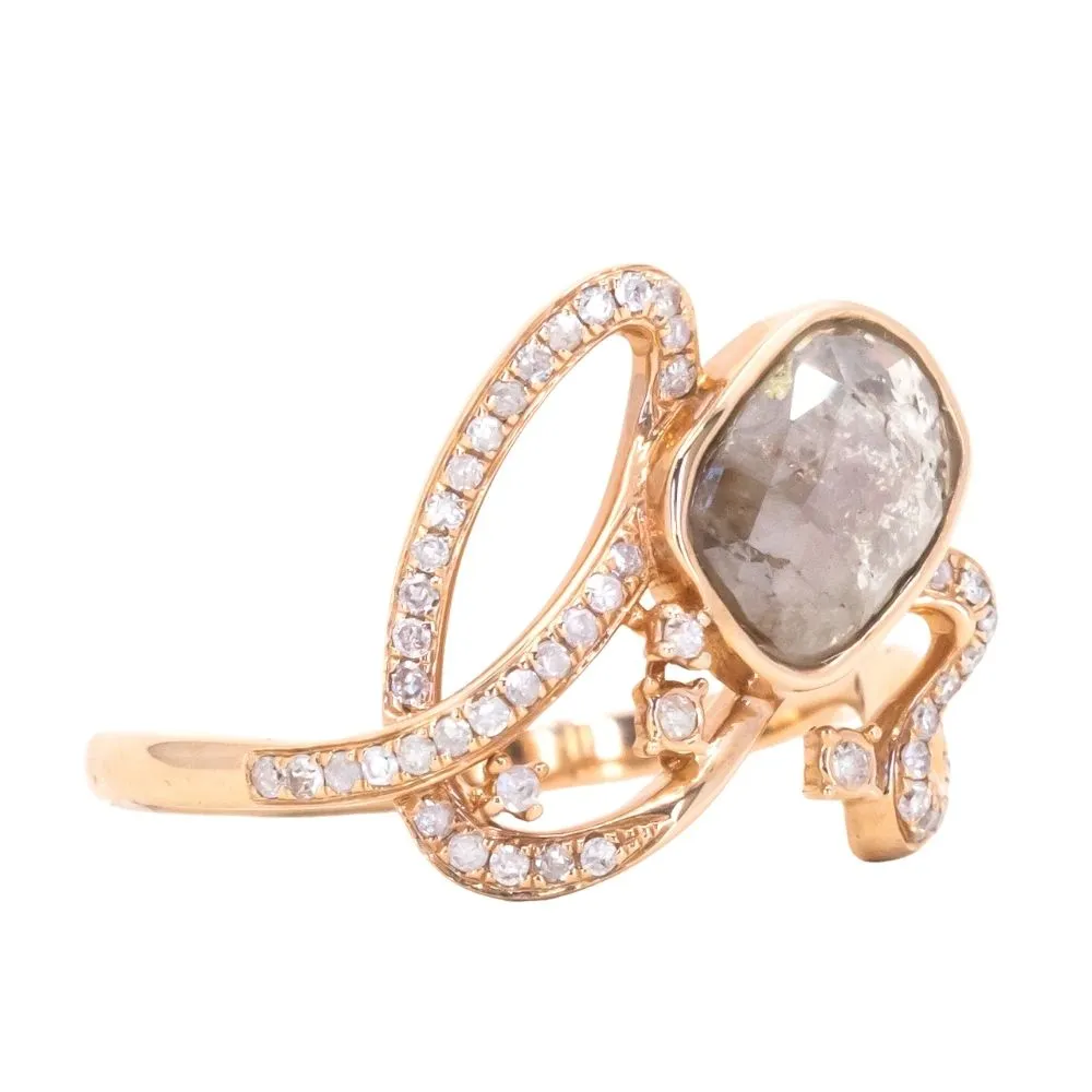 Funky Rustic Diamond Ring in 18k Rose Gold